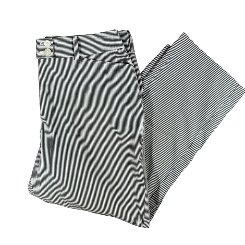 Jones New York Pinstripe Pants Women‎ 10 Blue White Stretch Crop Coastal Preppy